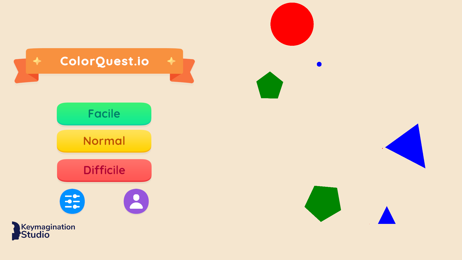 Écran du menu principal de ColorQuest.io